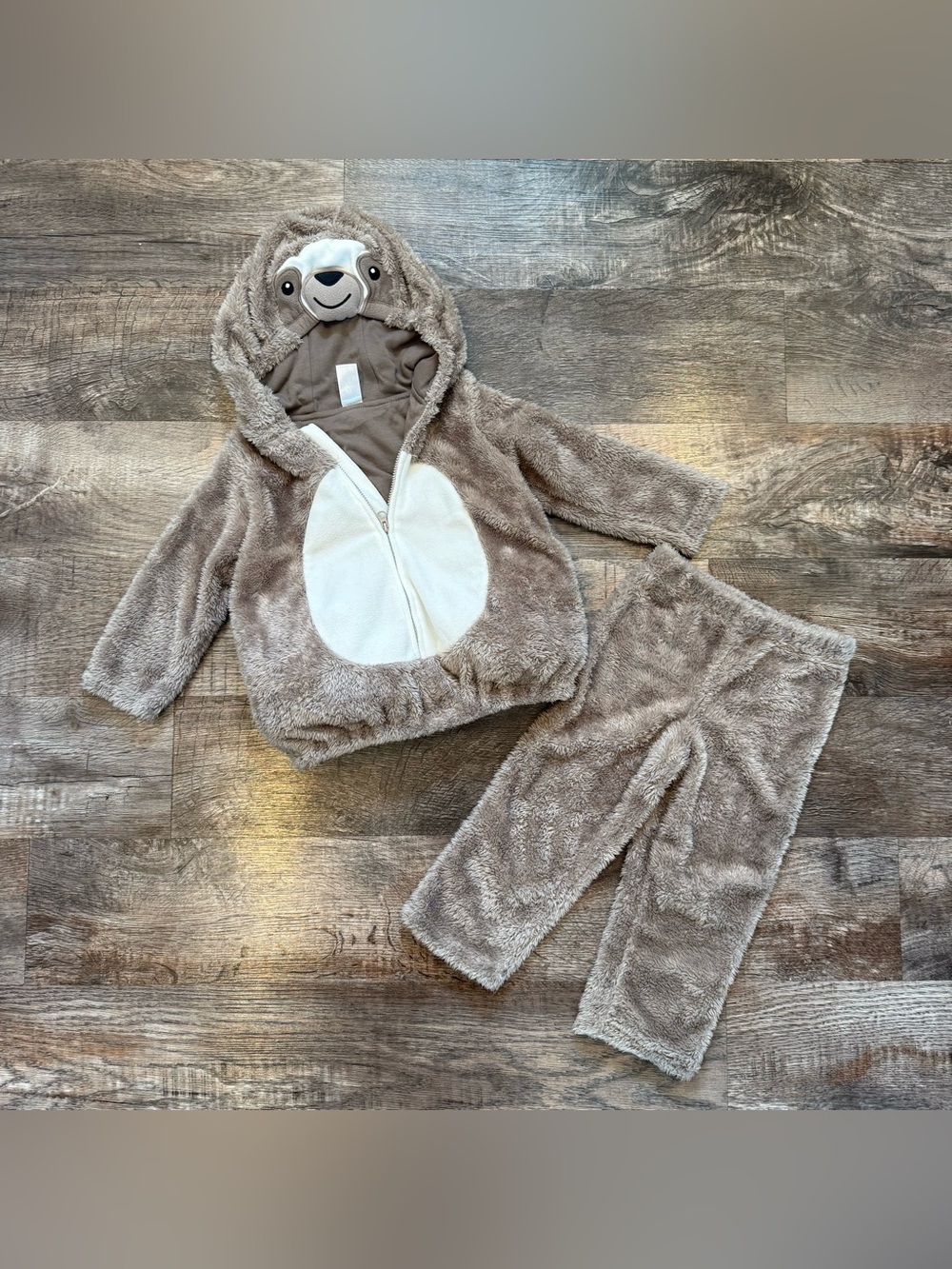 Carters Sloth Two Piece Padded Halloween Costume Fuzzy Warm Hooded 24 Months